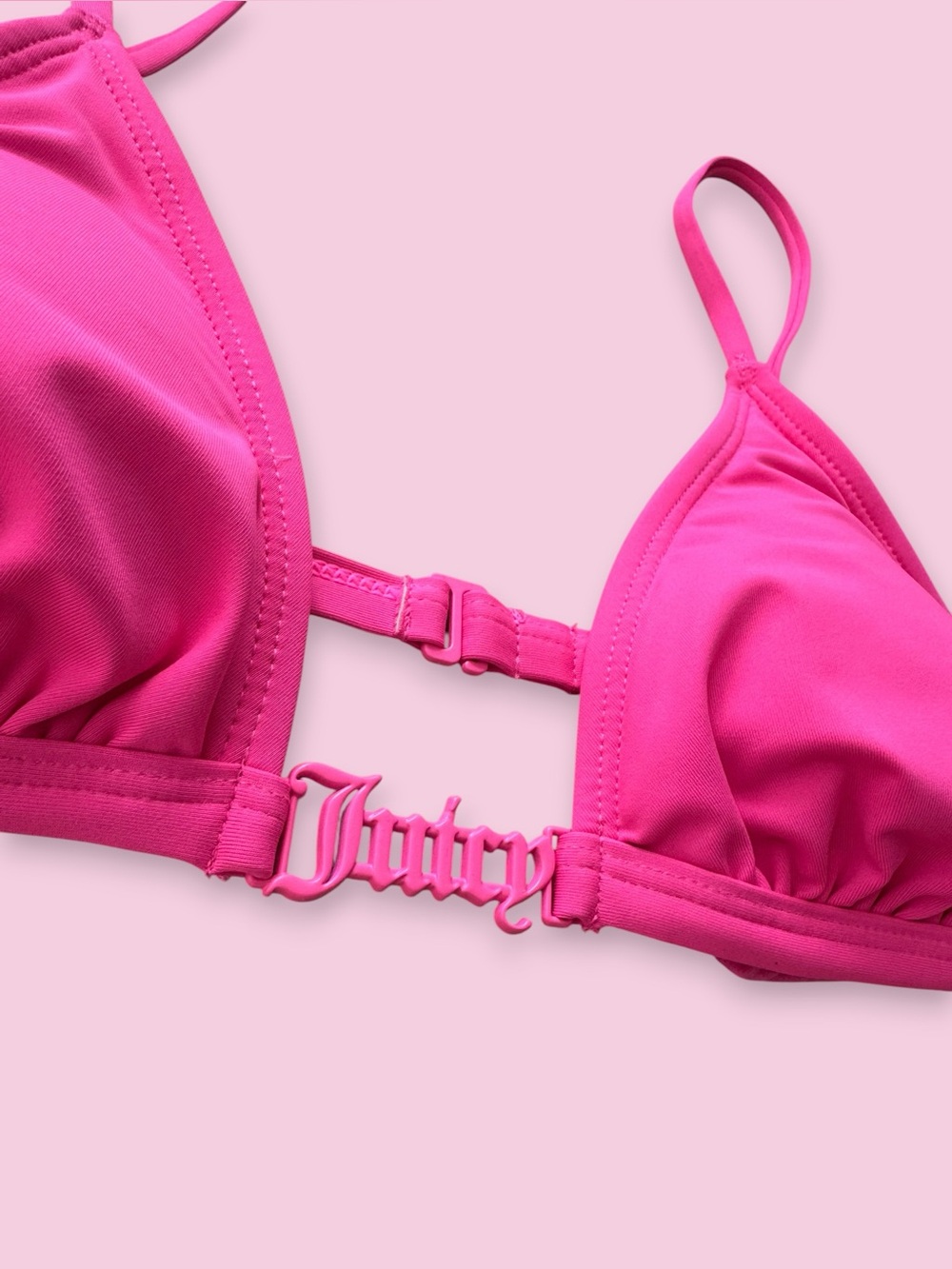 🆕 Juicy Couture Gothic Logo Heart detail Hot Pink 2Pc Bikini Set Medium BNWT